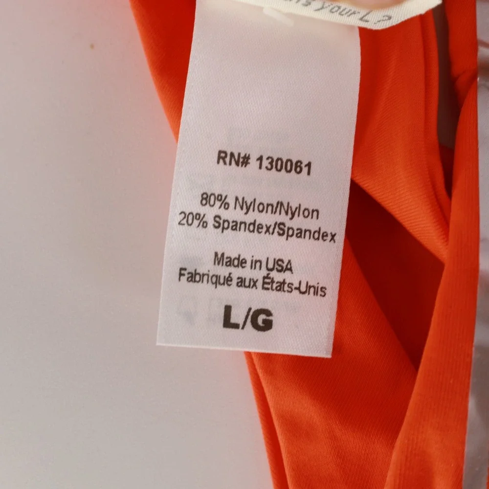 L*Space Orange Ruffle Bandeau Bikini Set Bitsy Cut Bottoms Large Beachwear Swim